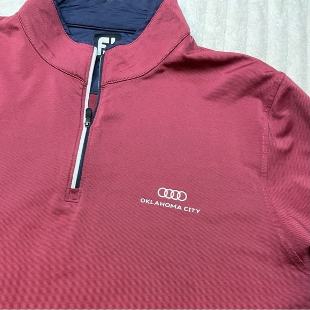 FootJoy FJ Long Sleeve Quarter Zip‎ Pullover Burgundy Red Navy Size Large - Picture 2 of 8
